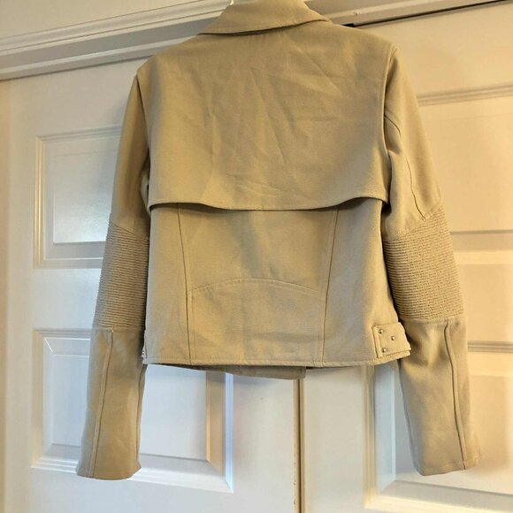 New Blank NYC Songbird Moto Jacket Asymmetric Zip Sand\Taupe XS - Picture 6 of 8
